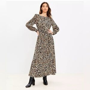 LOFT Leopard Print Maxi Dress SZ MED PETITE